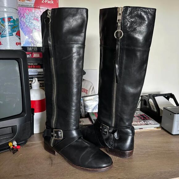 Vintage Coach Jolene Engineer Biker Calf Boots Size 10B - Picture 1 of 6